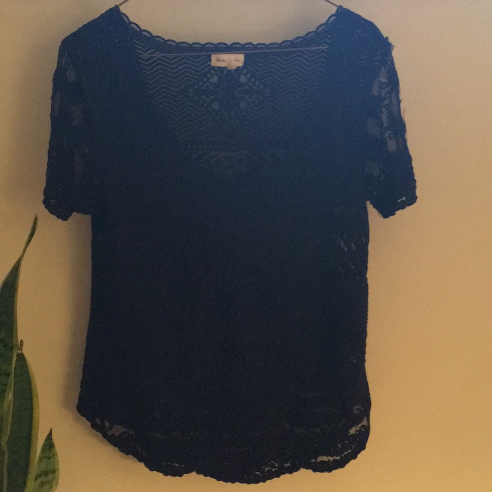 Navy Short Sleeved Anthropologie Shirt